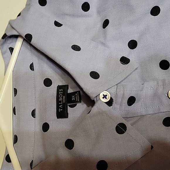 Talbots light blue with black Polka Dot Blouse - Picture 2 of 4